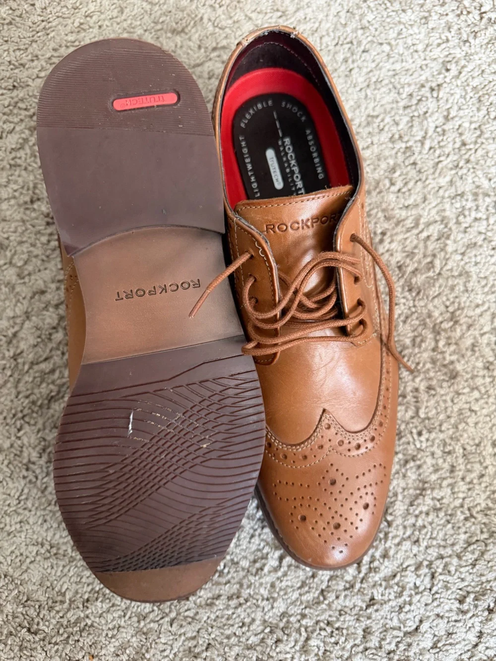 Rockport Men's Brown Leather Wingtip Oxfords